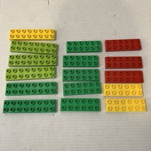 LEGO Duplo 2x8x1 & 2x6x1 Blocks Plate Red Yellow Green Large Lot 16